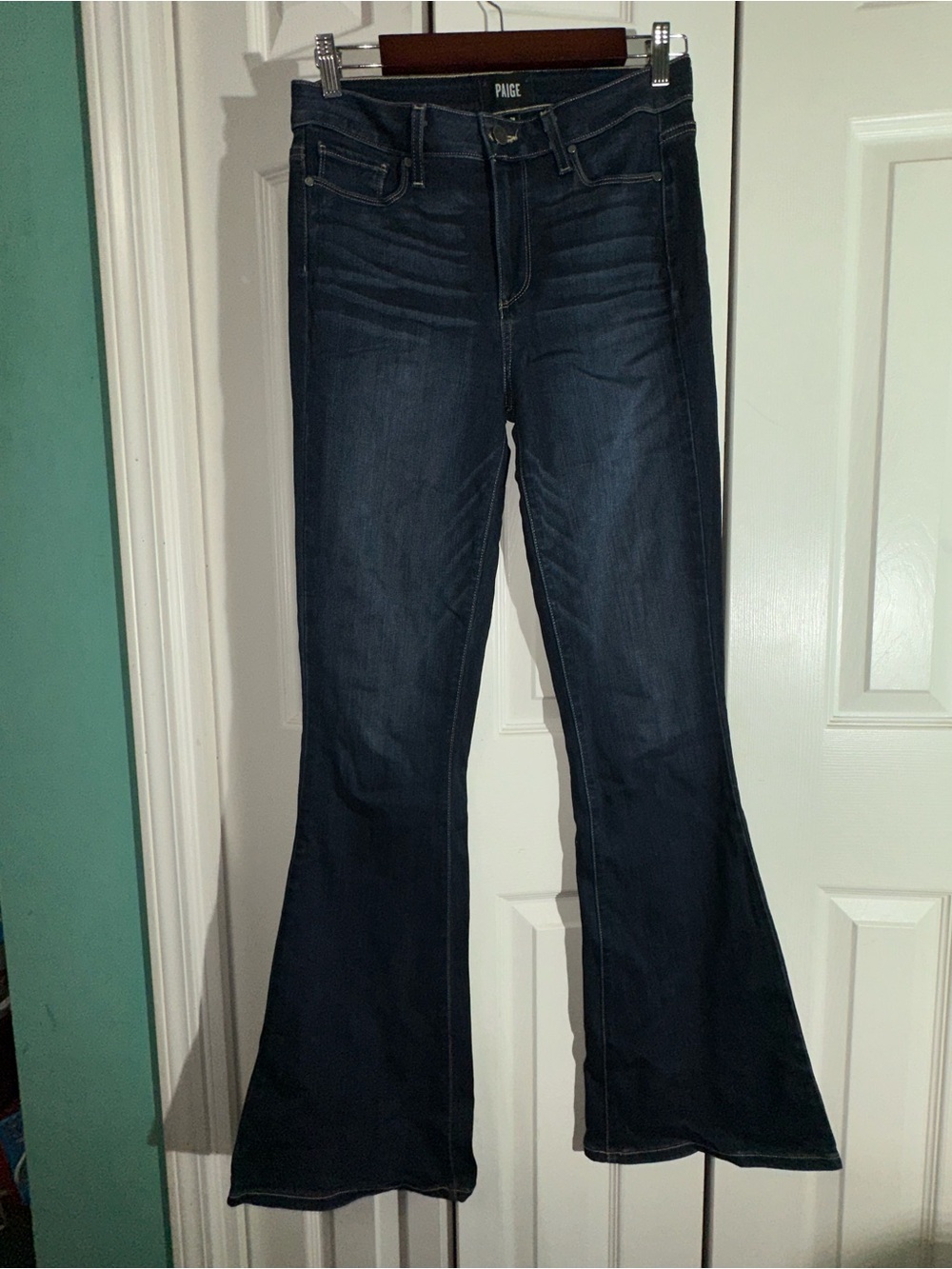 PAIGE High Rise Bell Canyon Jeans Size 28 Blue Bohemian  AA25